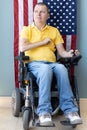 American freedom in wheelchair. USA flag Royalty Free Stock Photo