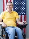 American freedom in wheelchair. USA flag Royalty Free Stock Photo