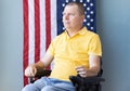 American freedom in wheelchair. USA flag Royalty Free Stock Photo