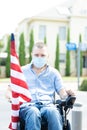 American freedom in wheelchair. USA flag Royalty Free Stock Photo