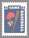 American game, baseball postmark or postcards