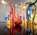 American glass sculptor and entrepreneur Dale Chihuly`s work displayed at Clinton Presidential Center