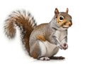 American gray squirrel on white background