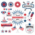 American Happy Independence Day design elements set Royalty Free Stock Photo