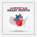 American Heart Month Vector Design For Banner or Background