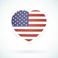 American heart sticker. Isolated background. Vector illustration, flat design Royalty Free Stock Photo