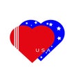 Heart America. Flag of America.