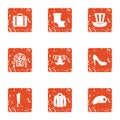 American hike icons set, grunge style