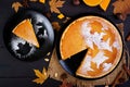 American homemade pumpkin pie with cinnamon and nutmeg