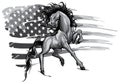 monochromatic American Horse Flag Logo Vector illustration design
