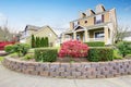 American house exterior with covered porch and columns Royalty Free Stock Photo