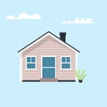 American house flat vector icon. Modern home with vinyl siding panel illustration. American single family residence. Royalty Free Stock Photo