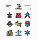 American icon set 3. Include Eagle sign, USA map, Landscape and more.