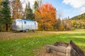 American iconic travel trailer parked in great outdoors