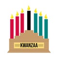 American illustration with red green black kwanzaa candles on light background. Holiday vector illustration. Vector Royalty Free Stock Photo