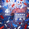Happy USA independence day card with confetti