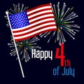 American independence day celebration with flag and fireworks eps10 Royalty Free Stock Photo