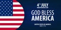 American Independence Day. God Bless America. 4th July. Template background for greeting cards, posters, leaflets and brochure. Ve