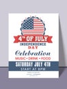 American Independence Day invitation card. Royalty Free Stock Photo