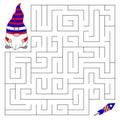 American Independence Day maze game for kids. Cute gnome looking for a way to the firework. Doodle cartoon style