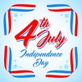 American Independence day poster template, 4th July background. Ribbon flags and stars Royalty Free Stock Photo