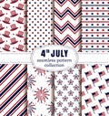 American Independence Day. Seamless patterns set. Royalty Free Stock Photo