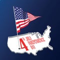American independence day. USA map. United States flag. Vector Royalty Free Stock Photo