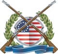 American independence war badge with muskets