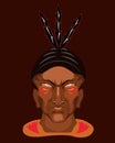 American Indian chief front face. Royalty Free Stock Photo