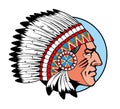 American Indian Chief head profile. Vector illustration Royalty Free Stock Photo