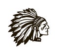 American Indian Chief. Logo or icon. Vector illustration Royalty Free Stock Photo