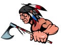 American Indian Chief Mascot Graphic, indian warrior with a traditional weapon, indian chief suitable as logo or team mascot,