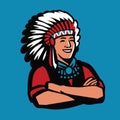 American Indian chief symbol. Warrior mascot cartoon vector illustration Royalty Free Stock Photo