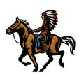 American Indian Chief Warrior Ride the Horse Royalty Free Stock Photo
