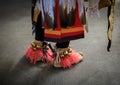 American Indian dancers in handmade intricate leather moccasins decorated with jingle bells at a powwow in San Francisco