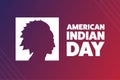 American Indian Day. Holiday concept. Template for background, banner, card, poster with text inscription. Vector EPS10 Royalty Free Stock Photo