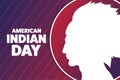 American Indian Day. Holiday concept. Template for background, banner, card, poster with text inscription. Vector EPS10 Royalty Free Stock Photo