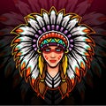 American indian esport logo mascot design. Royalty Free Stock Photo