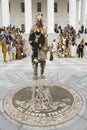 American Indian in front of Virginia State Capitol