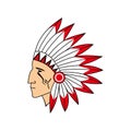 American Indian head vector illustration Royalty Free Stock Photo