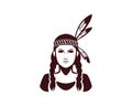 American Indian Lady Posing Silhouette