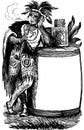 American Indian resting on a barrel I Antique Food Illustrations