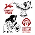 American indians set of vintage emblems, labels and logos in monochrome style Royalty Free Stock Photo