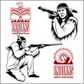 American indians set of vintage emblems, labels and logos in monochrome style