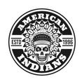 American indians vector badge with chief skull