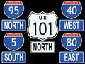 American Interstate signs Royalty Free Stock Photo