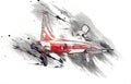 American jet fighter aircraft drawing illustration art vintage Royalty Free Stock Photo