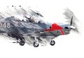 American jet fighter aircraft drawing illustration art vintage Royalty Free Stock Photo