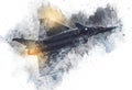 American jet fighter aircraft drawing illustration art vintage Royalty Free Stock Photo