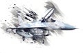 American jet fighter aircraft drawing illustration art vintage Royalty Free Stock Photo